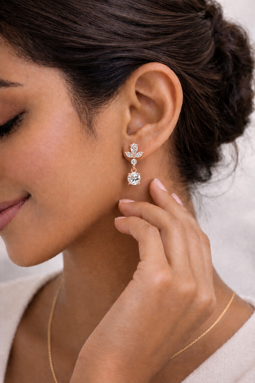 1.17Ct Round, Marquise And Pear Cut Diamond Delicate Stunning Dainty Statement Drop Bridesmaid Earring Gift For Women's - HIGHCARAT DIAMONDS
