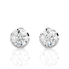 1.18 Ct Round Certified Lab Grown Diamond Stud Earrings Front View