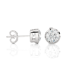 1.18 Ct Round Diamond Stud Earrings Side Angle View