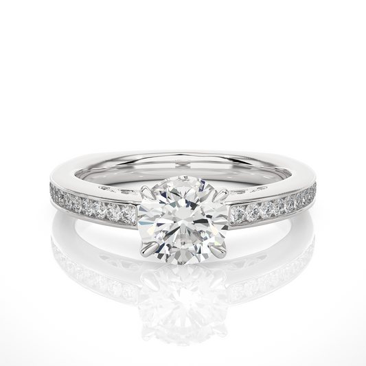 1.19 CT Cushion And Round Diamond Lab grown Diamond  With Accent  Stone Classic Diamond Ring for women - HIGHCARAT DIAMONDS