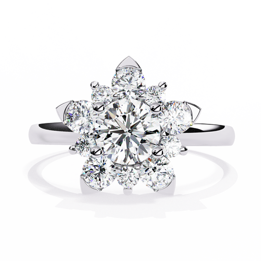 1.20Ct Round Cut Diamond Prong Set  Halo style Elegant Dainty Classic Promise Ring Gift For Wife - HIGHCARAT DIAMONDS