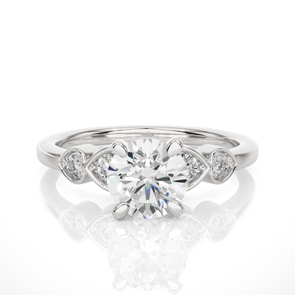 1.21 Carat Handcrafted Round Cut Lab Grown Diamond Ring With 14k solid gold Accent Ring for her - HIGHCARAT DIAMONDS