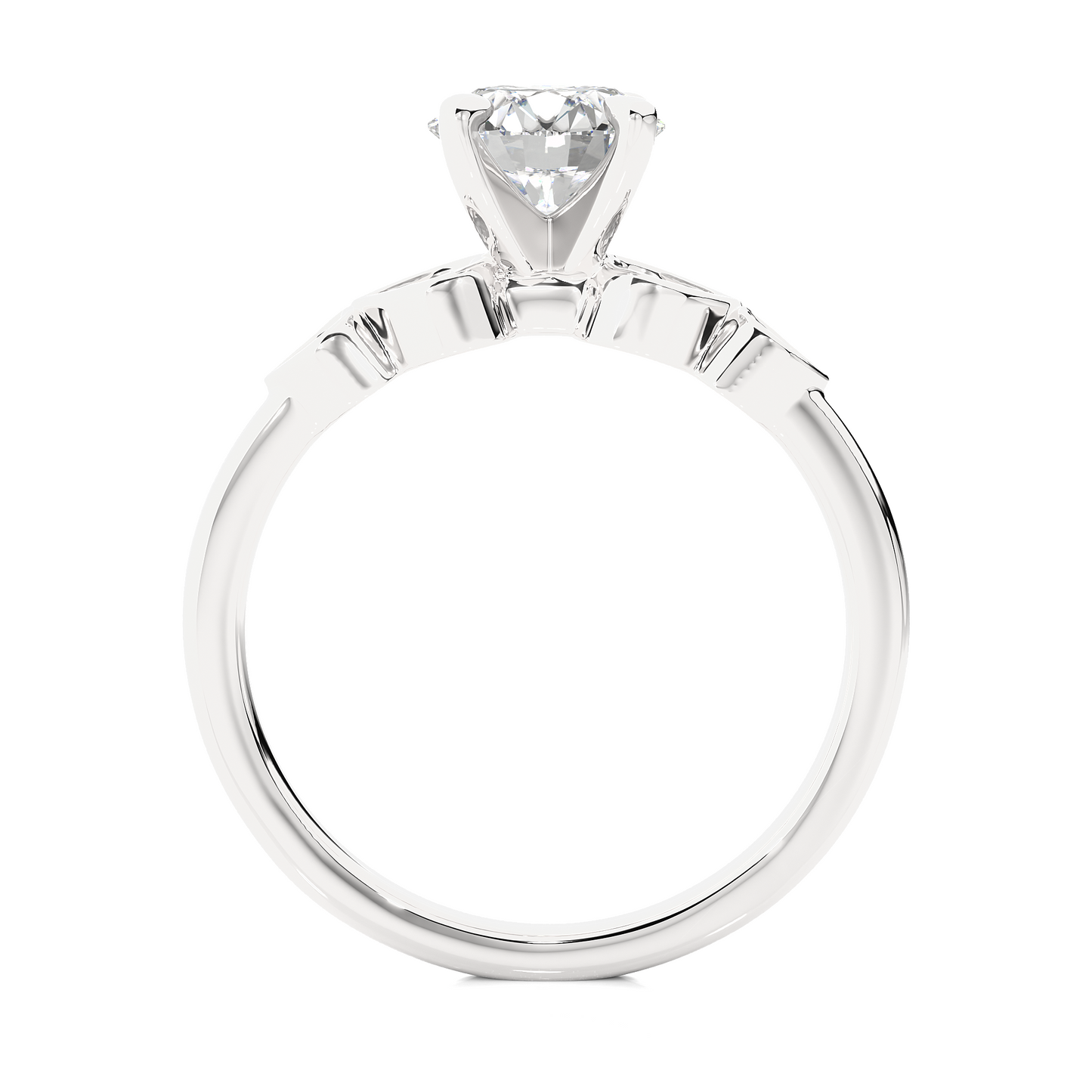 1.21 Carat Handcrafted Round Cut Lab Grown Diamond Ring With 14k solid gold Accent Ring for her - HIGHCARAT DIAMONDS