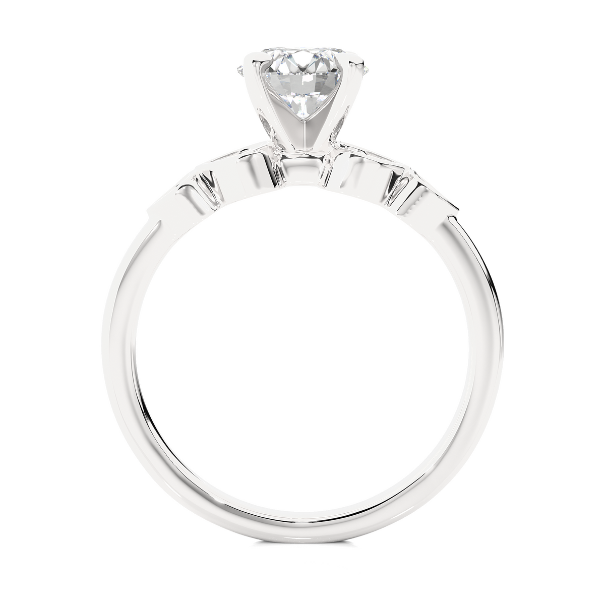 1.21 Carat Handcrafted Round Cut Lab Grown Diamond Ring With 14k solid gold Accent Ring for her - HIGHCARAT DIAMONDS
