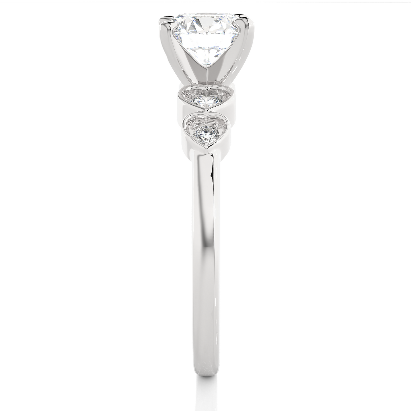 1.21 Carat Handcrafted Round Cut Lab Grown Diamond Ring With 14k solid gold Accent Ring for her - HIGHCARAT DIAMONDS