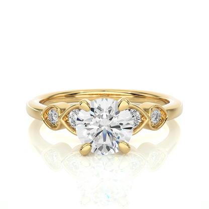 1.21 Carat Handcrafted Round Cut Lab Grown Diamond Ring With 14k solid gold Accent Ring for her - HIGHCARAT DIAMONDS