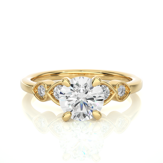 1.21 Carat Handcrafted Round Cut Lab Grown Diamond Ring With 14k solid gold Accent Ring for her - HIGHCARAT DIAMONDS