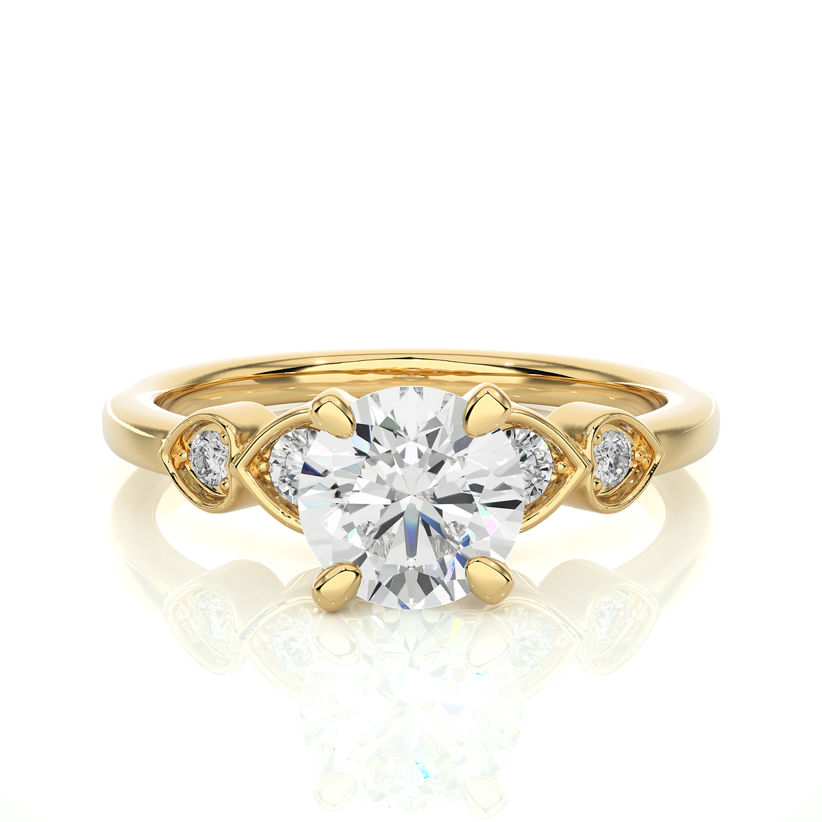 1.21 Carat Handcrafted Round Cut Lab Grown Diamond Ring With 14k solid gold Accent Ring for her - HIGHCARAT DIAMONDS