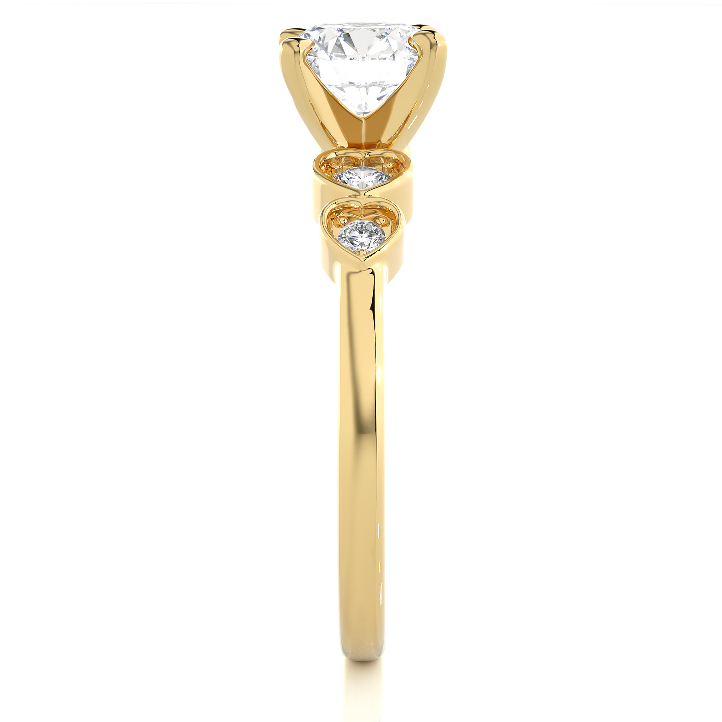 1.21 Carat Handcrafted Round Cut Lab Grown Diamond Ring With 14k solid gold Accent Ring for her - HIGHCARAT DIAMONDS