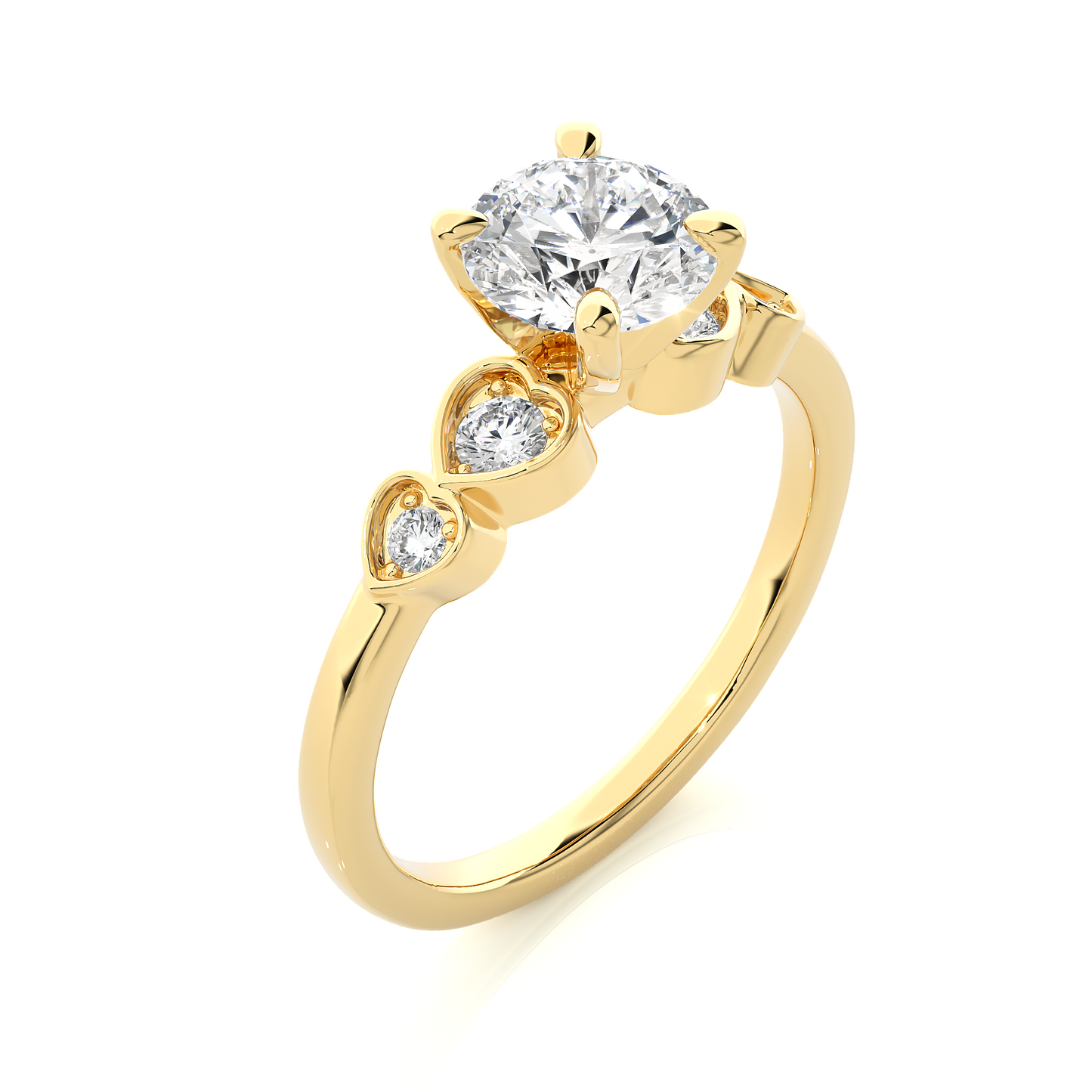 1.21 Carat Handcrafted Round Cut Lab Grown Diamond Ring With 14k solid gold Accent Ring for her - HIGHCARAT DIAMONDS