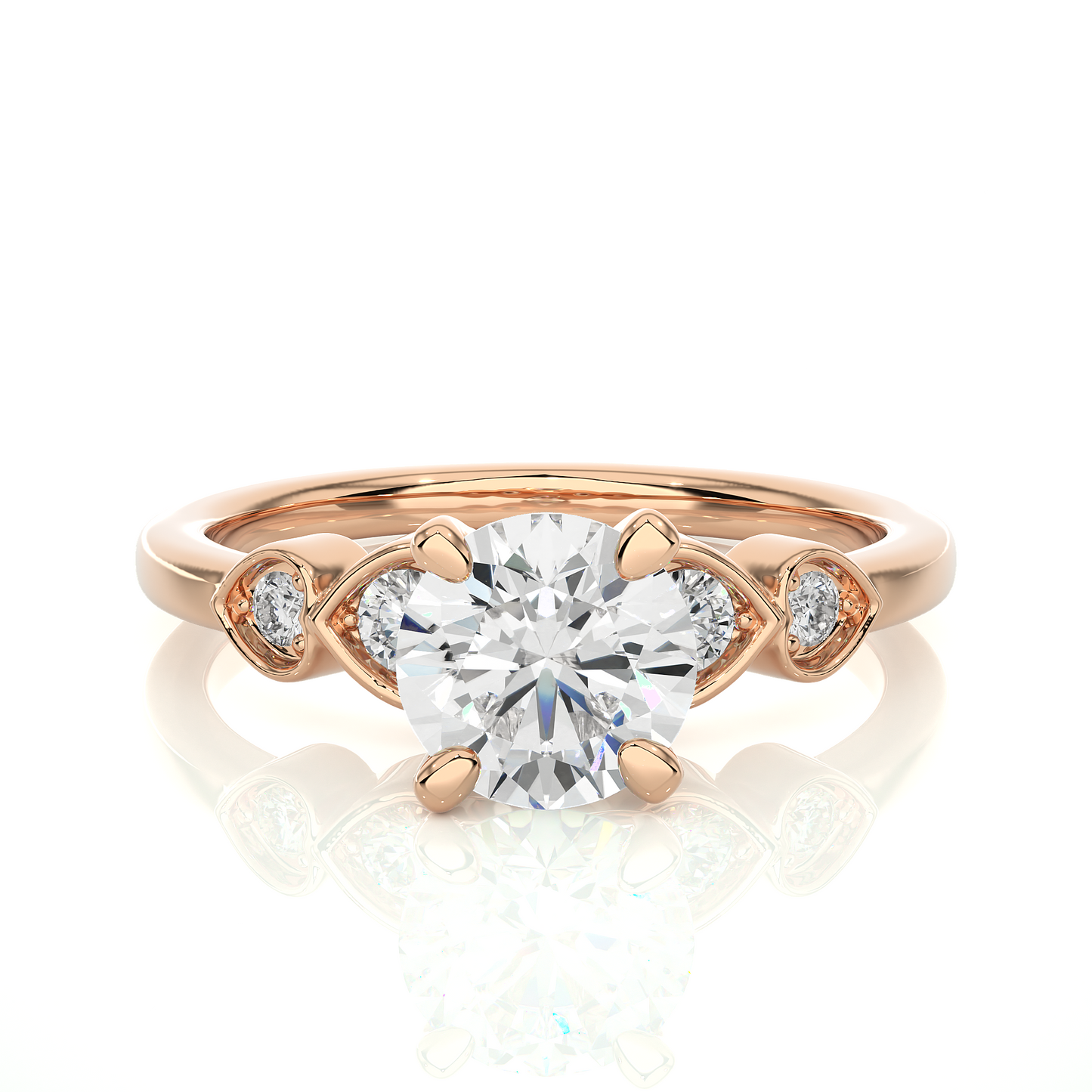 1.21 Carat Handcrafted Round Cut Lab Grown Diamond Ring With 14k solid gold Accent Ring for her - HIGHCARAT DIAMONDS