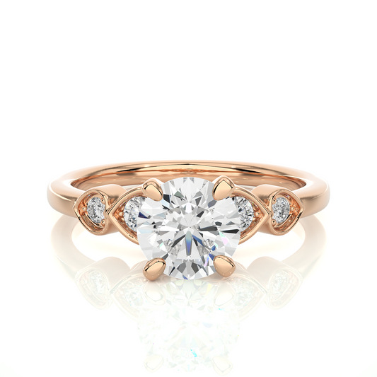 1.21 Carat Handcrafted Round Cut Lab Grown Diamond Ring With 14k solid gold Accent Ring for her - HIGHCARAT DIAMONDS