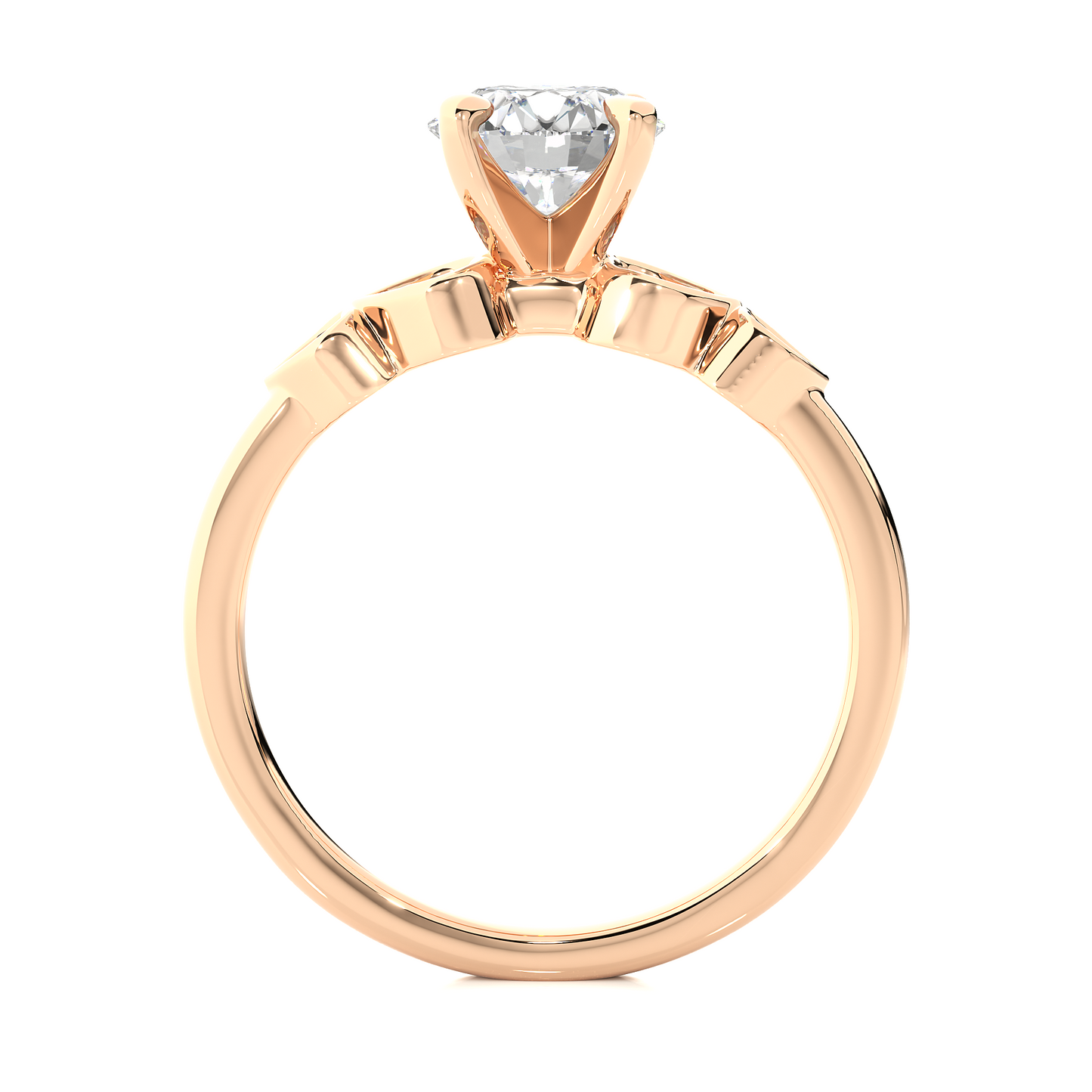 1.21 Carat Handcrafted Round Cut Lab Grown Diamond Ring With 14k solid gold Accent Ring for her - HIGHCARAT DIAMONDS