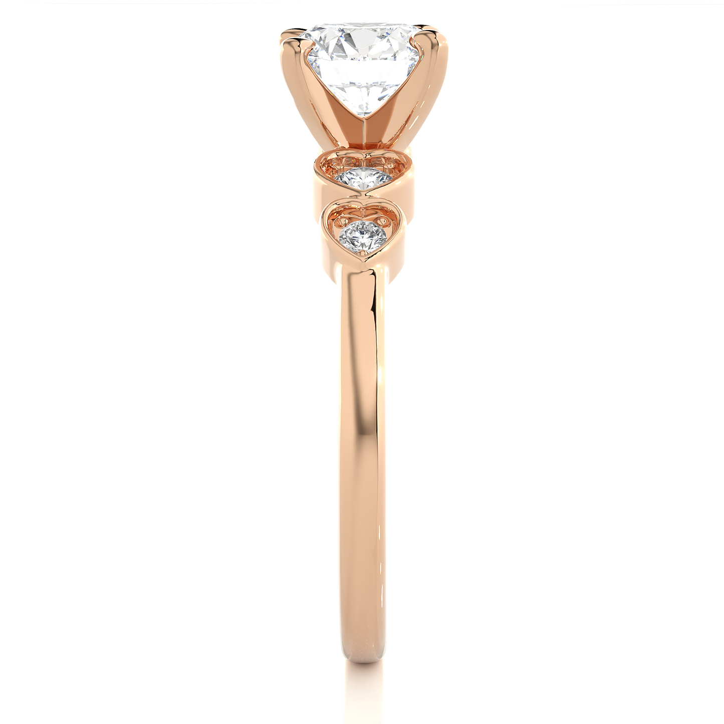 1.21 Carat Handcrafted Round Cut Lab Grown Diamond Ring With 14k solid gold Accent Ring for her - HIGHCARAT DIAMONDS