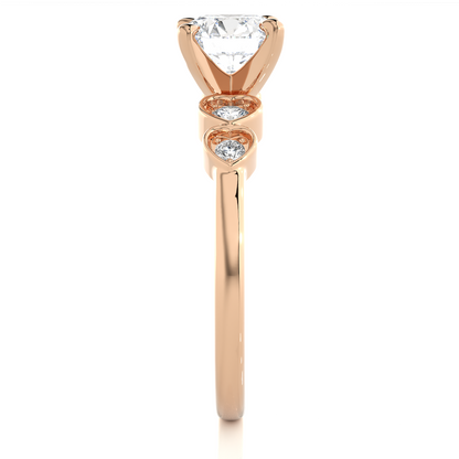 1.21 Carat Handcrafted Round Cut Lab Grown Diamond Ring With 14k solid gold Accent Ring for her - HIGHCARAT DIAMONDS