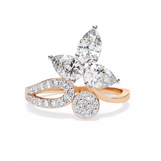 1.21Ct Pear And Round Cut Lab Grown Diamond  Antique Delicate Vintage Party Wear Ring For Women's - HIGHCARAT DIAMONDS