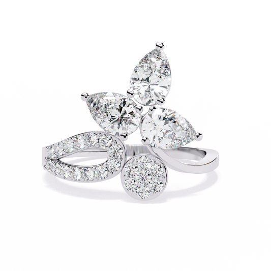 1.21Ct Pear And Round Cut Lab Grown Diamond  Antique Delicate Vintage Party Wear Ring For Women's - HIGHCARAT DIAMONDS