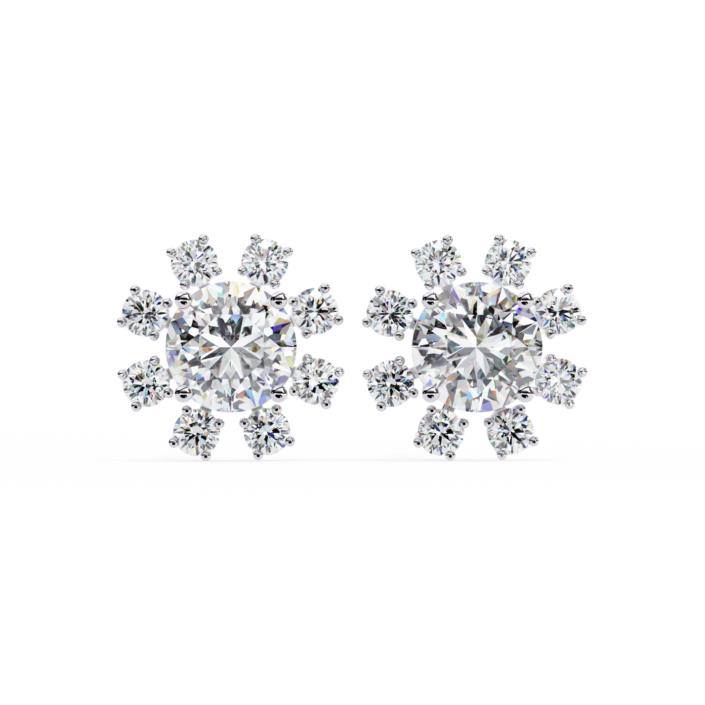 1.22Ct Round Cut Lab Grown Diamond Flower Shape Elegant Sparkling Vintage Engagement Stud Earring Gift For  Women's - HIGHCARAT DIAMONDS