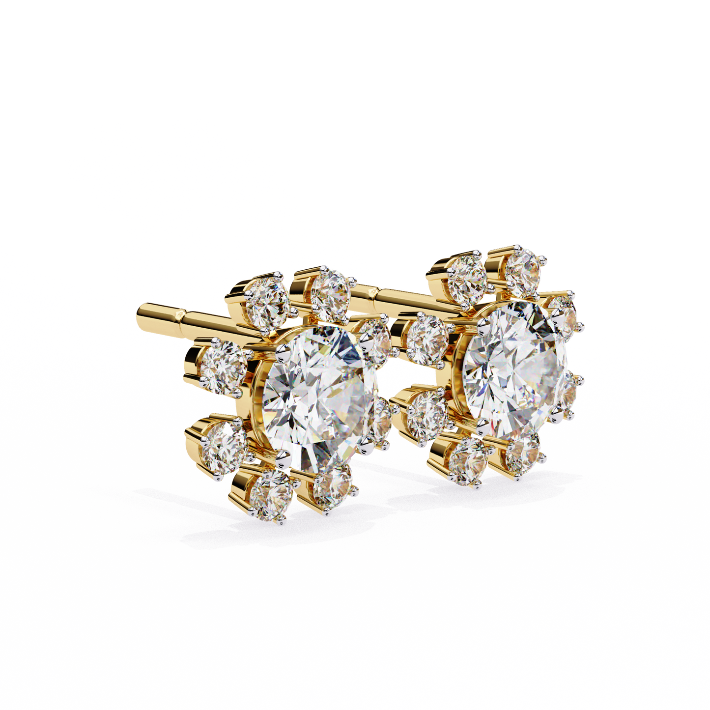 1.22Ct Round Cut Lab Grown Diamond Flower Shape Elegant Sparkling Vintage Engagement Stud Earring Gift For  Women's - HIGHCARAT DIAMONDS