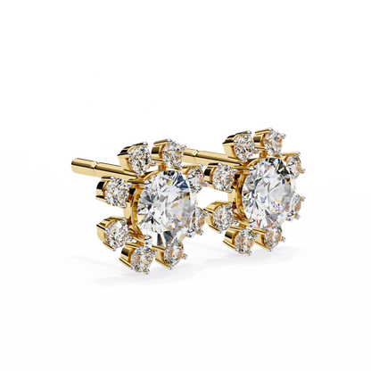 1.22Ct Round Cut Lab Grown Diamond Flower Shape Elegant Sparkling Vintage Engagement Stud Earring Gift For  Women's - HIGHCARAT DIAMONDS