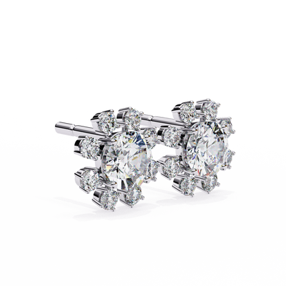 1.22Ct Round Cut Lab Grown Diamond Flower Shape Elegant Sparkling Vintage Engagement Stud Earring Gift For  Women's - HIGHCARAT DIAMONDS
