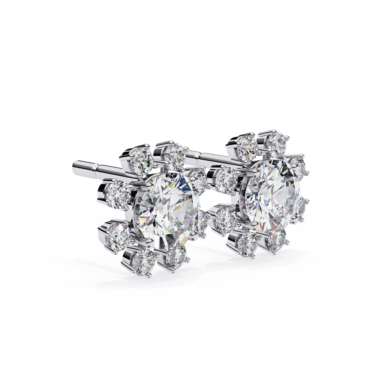 1.22 Ct Floral Diamond Earrings Side Profile Showing Setting