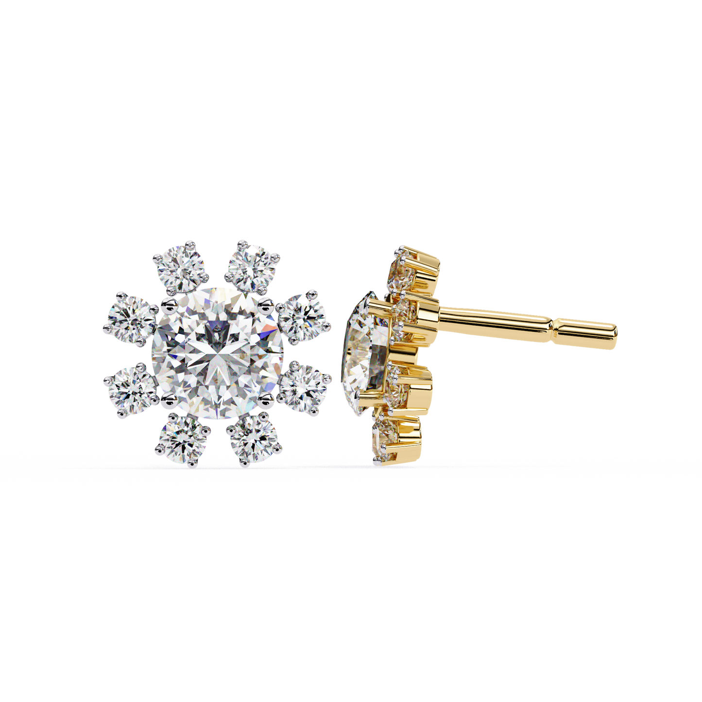 1.22Ct Round Cut Lab Grown Diamond Flower Shape Elegant Sparkling Vintage Engagement Stud Earring Gift For  Women's - HIGHCARAT DIAMONDS