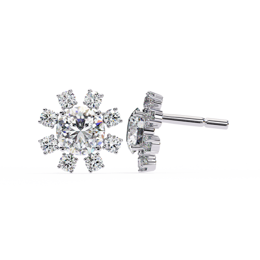 1.22Ct Round Cut Lab Grown Diamond Flower Shape Elegant Sparkling Vintage Engagement Stud Earring Gift For  Women's - HIGHCARAT DIAMONDS