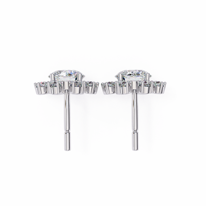 1.22Ct Round Cut Lab Grown Diamond Flower Shape Elegant Sparkling Vintage Engagement Stud Earring Gift For  Women's - HIGHCARAT DIAMONDS
