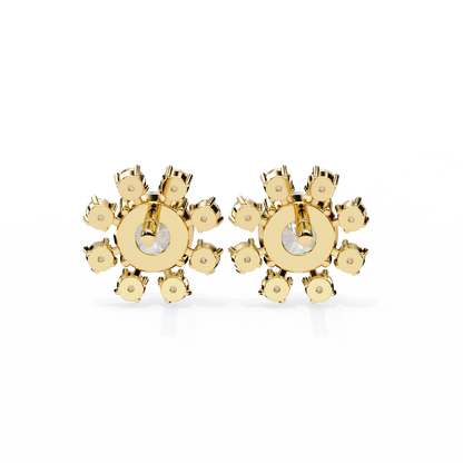 1.22Ct Round Cut Lab Grown Diamond Flower Shape Elegant Sparkling Vintage Engagement Stud Earring Gift For  Women's - HIGHCARAT DIAMONDS