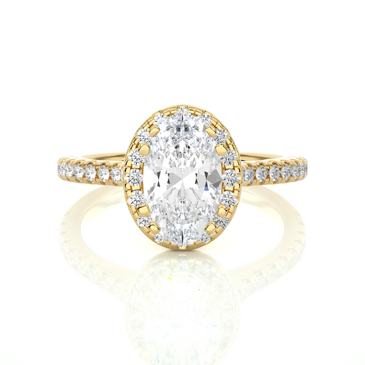 1.26 CT ,14k solid Rose Gold Oval And Round Cut Lab Grown Diamond ring in every occasion wear - HIGHCARAT DIAMONDS