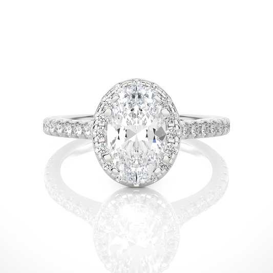 1.26 CT ,14k solid Rose Gold Oval And Round Cut Lab Grown Diamond ring in every occasion wear - HIGHCARAT DIAMONDS