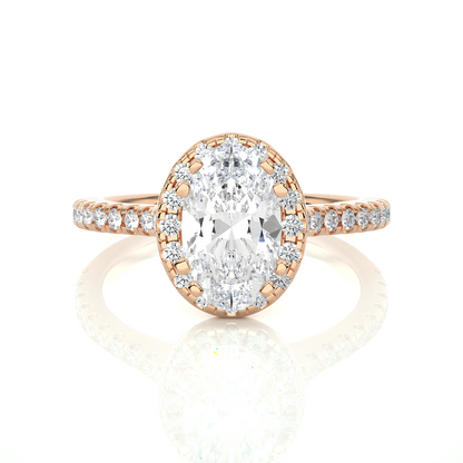 1.26 CT ,14k solid Rose Gold Oval And Round Cut Lab Grown Diamond ring in every occasion wear