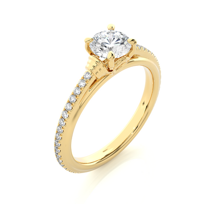 1.26 CT Lab grown  Round Diamond Ring For Wedding, Center Diamond With Accent Detailing Perfect Gift For Her - HIGHCARAT DIAMONDS