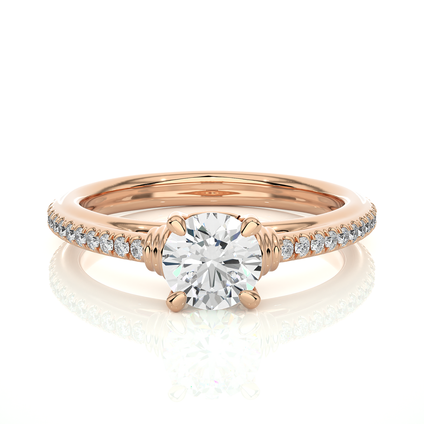 1.26 CT Lab grown  Round Diamond Ring For Wedding, Center Diamond With Accent Detailing Perfect Gift For Her - HIGHCARAT DIAMONDS