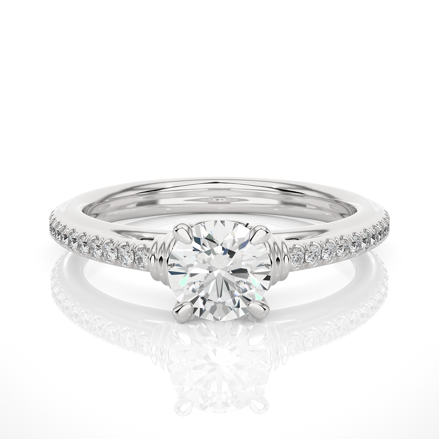 1.26 CT Lab grown  Round Diamond Ring For Wedding, Center Diamond With Accent Detailing Perfect Gift For Her - HIGHCARAT DIAMONDS