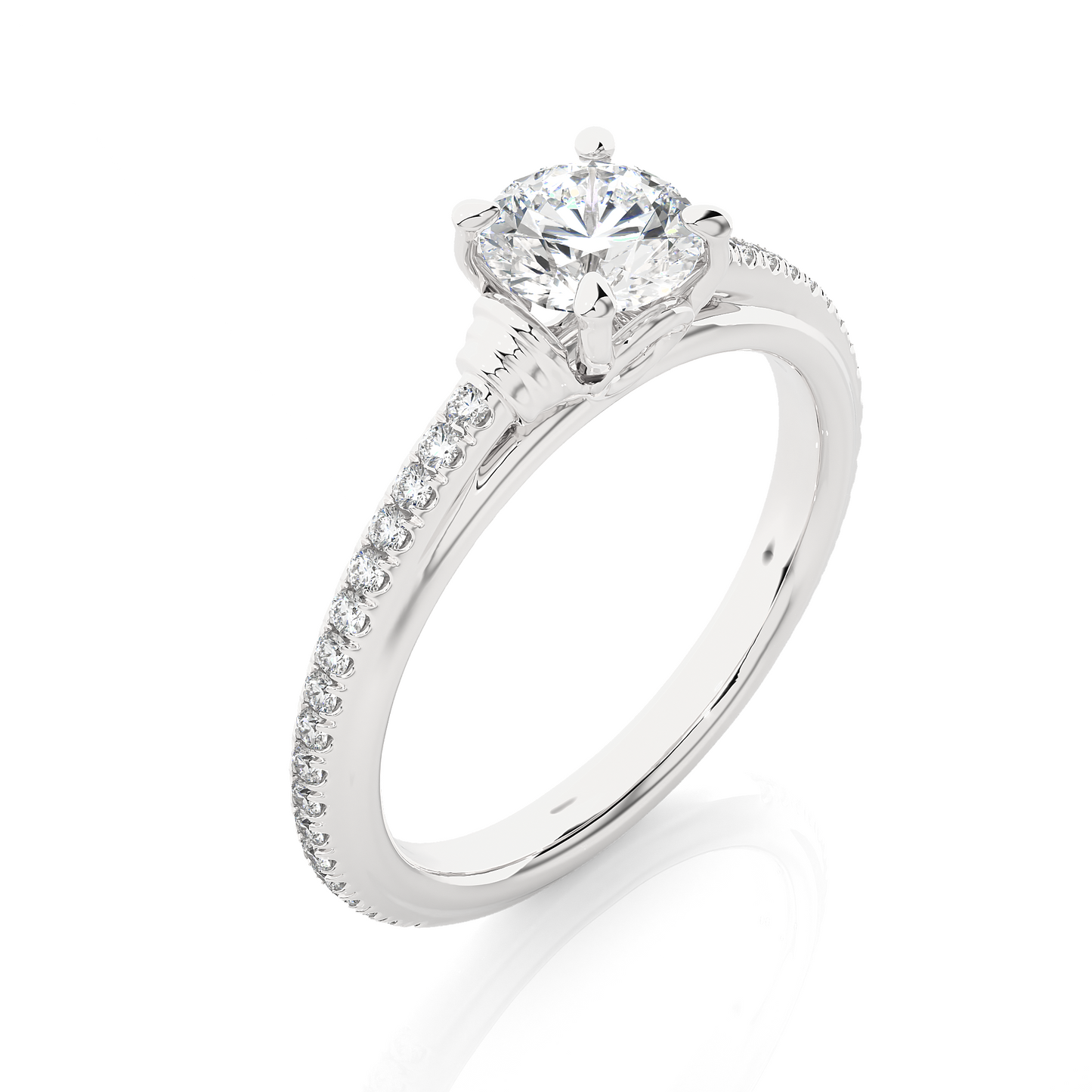 1.26 CT Lab grown  Round Diamond Ring For Wedding, Center Diamond With Accent Detailing Perfect Gift For Her - HIGHCARAT DIAMONDS