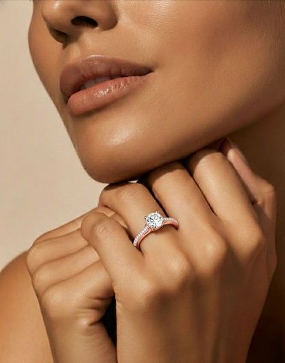 1.26 CT Lab grown  Round Diamond Ring For Wedding, Center Diamond With Accent Detailing Perfect Gift For Her - HIGHCARAT DIAMONDS