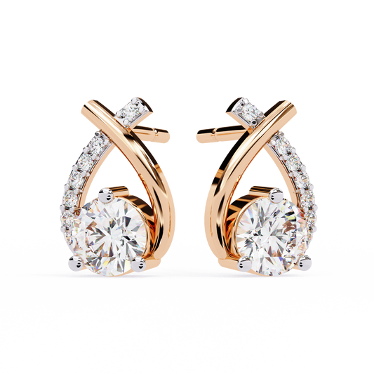 Pear Shape 1.27Ct Round Cut Diamond Delicate Classic Prong Set Dainty Stud Earring Gift for Women's - HIGHCARAT DIAMONDS