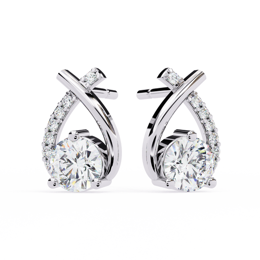 Pear Shape 1.27Ct Round Cut Diamond Delicate Classic Prong Set Dainty Stud Earring Gift for Women's - HIGHCARAT DIAMONDS