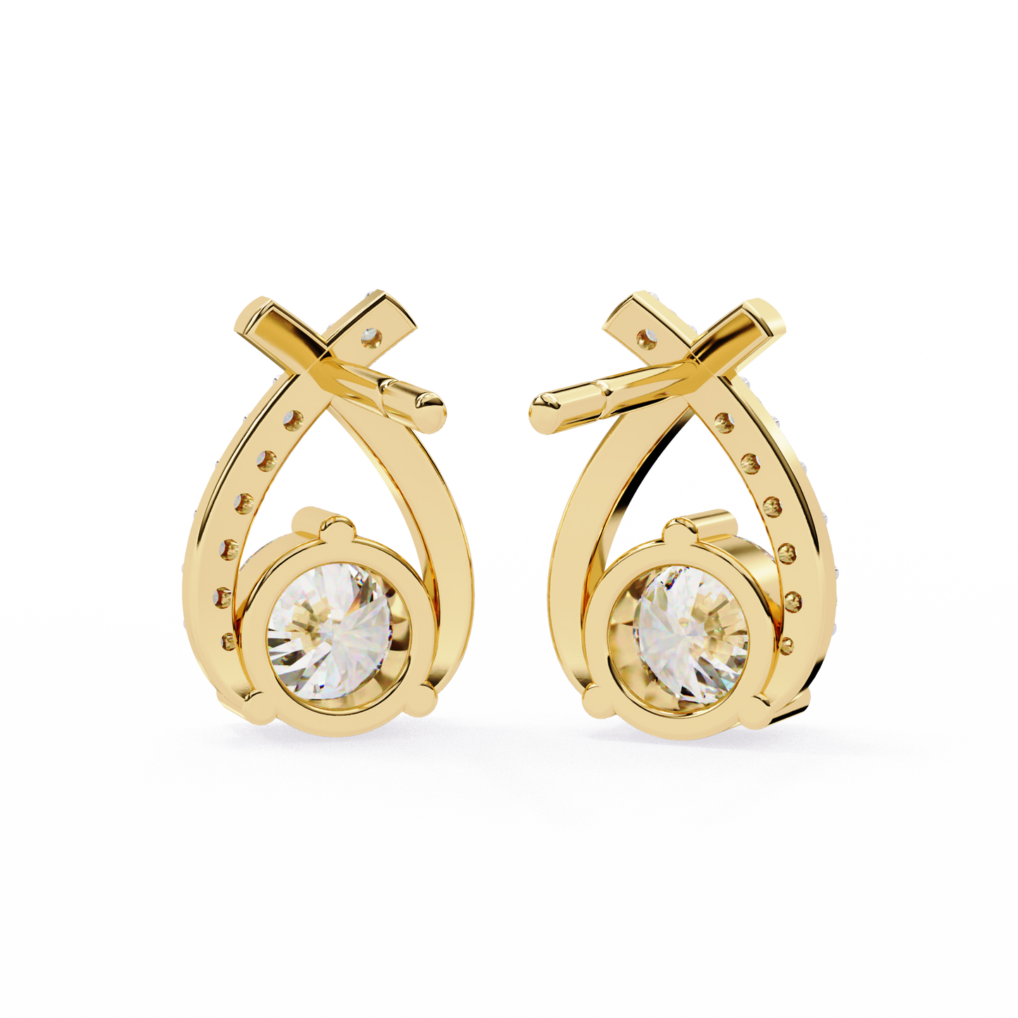 Pear Shape 1.27Ct Round Cut Diamond Delicate Classic Prong Set Dainty Stud Earring Gift for Women's - HIGHCARAT DIAMONDS