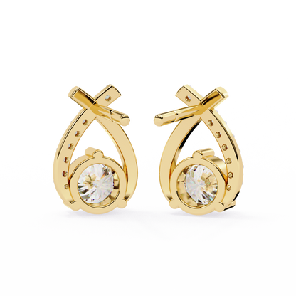 Pear Shape 1.27Ct Round Cut Diamond Delicate Classic Prong Set Dainty Stud Earring Gift for Women's - HIGHCARAT DIAMONDS