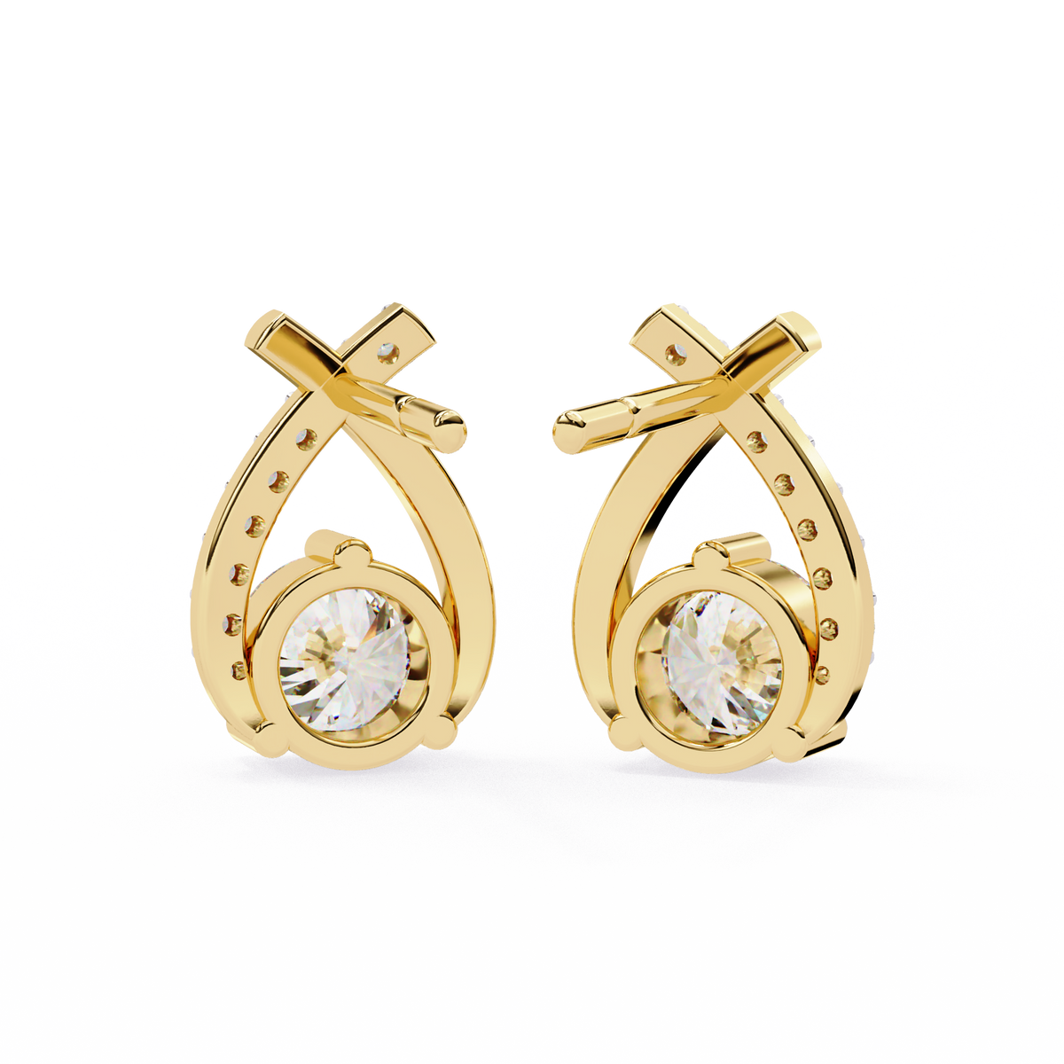 Pear Shape 1.27Ct Round Cut Diamond Delicate Classic Prong Set Dainty Stud Earring Gift for Women's - HIGHCARAT DIAMONDS