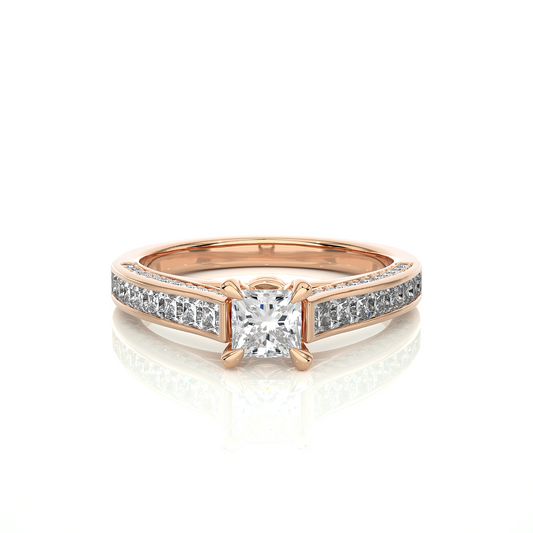 1.28 Carat Princess Cut Lab grown Diamond 10K/14K/18K Wedding Ring, Round Cut Side Stone Lab grown diamond  For Her - HIGHCARAT DIAMONDS