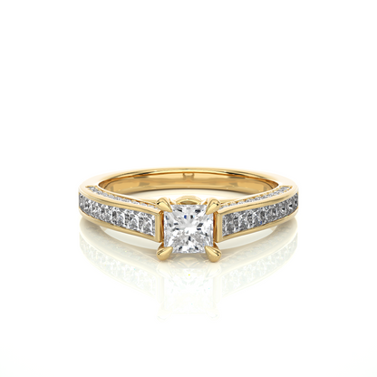 1.28 Carat Princess Cut Lab grown Diamond 10K/14K/18K Wedding Ring, Round Cut Side Stone Lab grown diamond  For Her