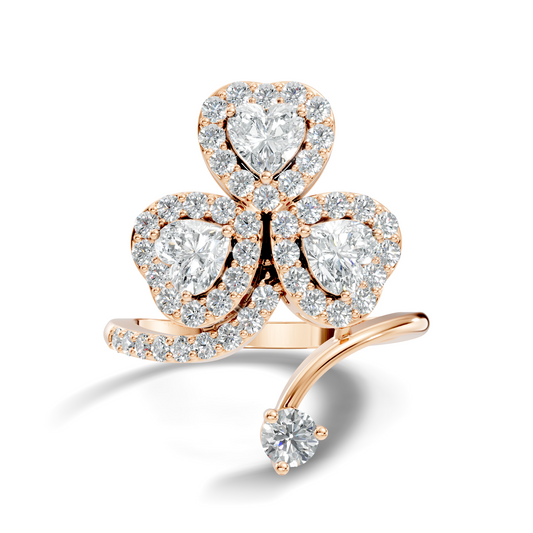 1.28Ct Heart and Round Cut White Colorless Diamond Antique Art Deco Vintage Wedding Ring For Women's