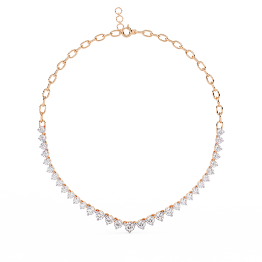 1.29 Ct ,14k Solid Gold Unique Round Cut Lab Grown & Natural Dainty Channel Set Diamond Necklace For Wedding - HIGHCARAT DIAMONDS
