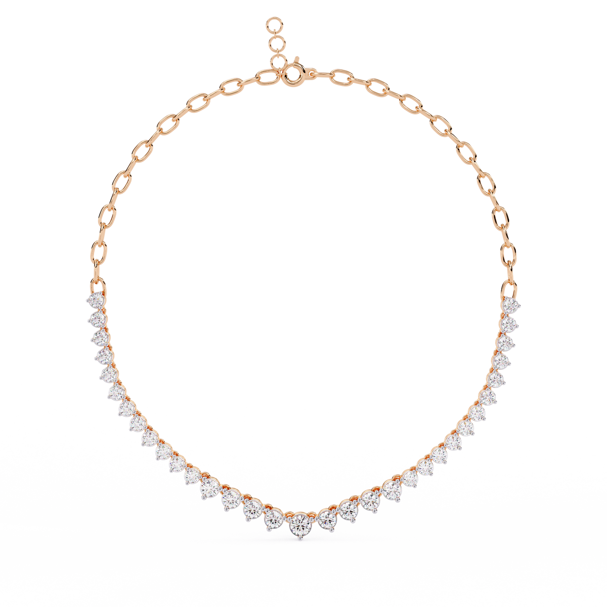 1.29 Ct ,14k Solid Gold Unique Round Cut Lab Grown & Natural Dainty Channel Set Diamond Necklace For Wedding - HIGHCARAT DIAMONDS
