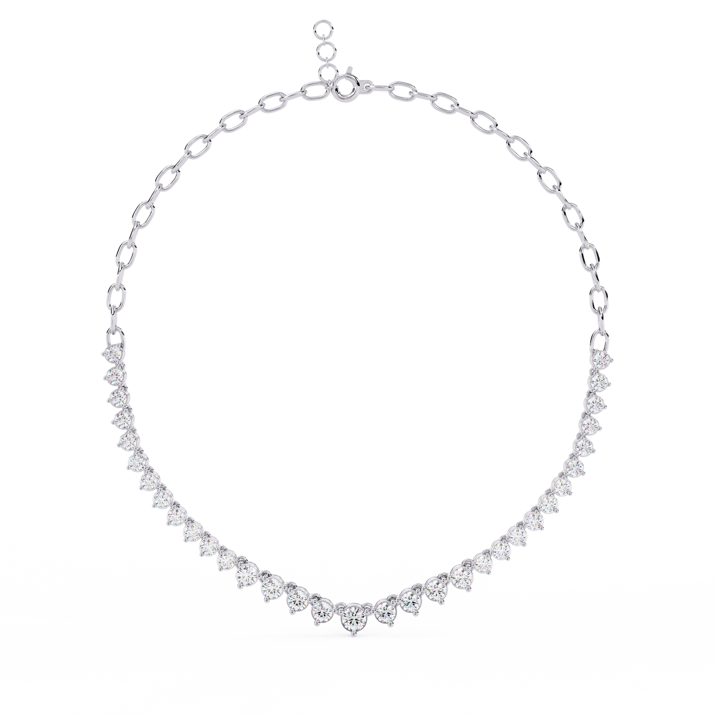 1.29 Ct ,14k Solid Gold Unique Round Cut Lab Grown & Natural Dainty Channel Set Diamond Necklace For Wedding - HIGHCARAT DIAMONDS