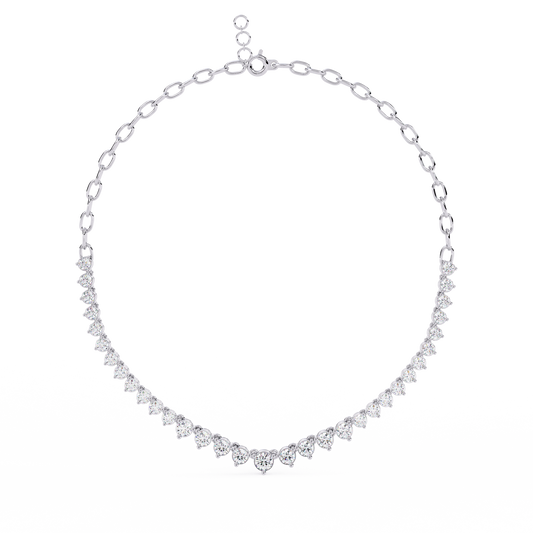 1.29 Ct ,14k Solid Gold Unique Round Cut Lab Grown & Natural Dainty Channel Set Diamond Necklace For Wedding - HIGHCARAT DIAMONDS